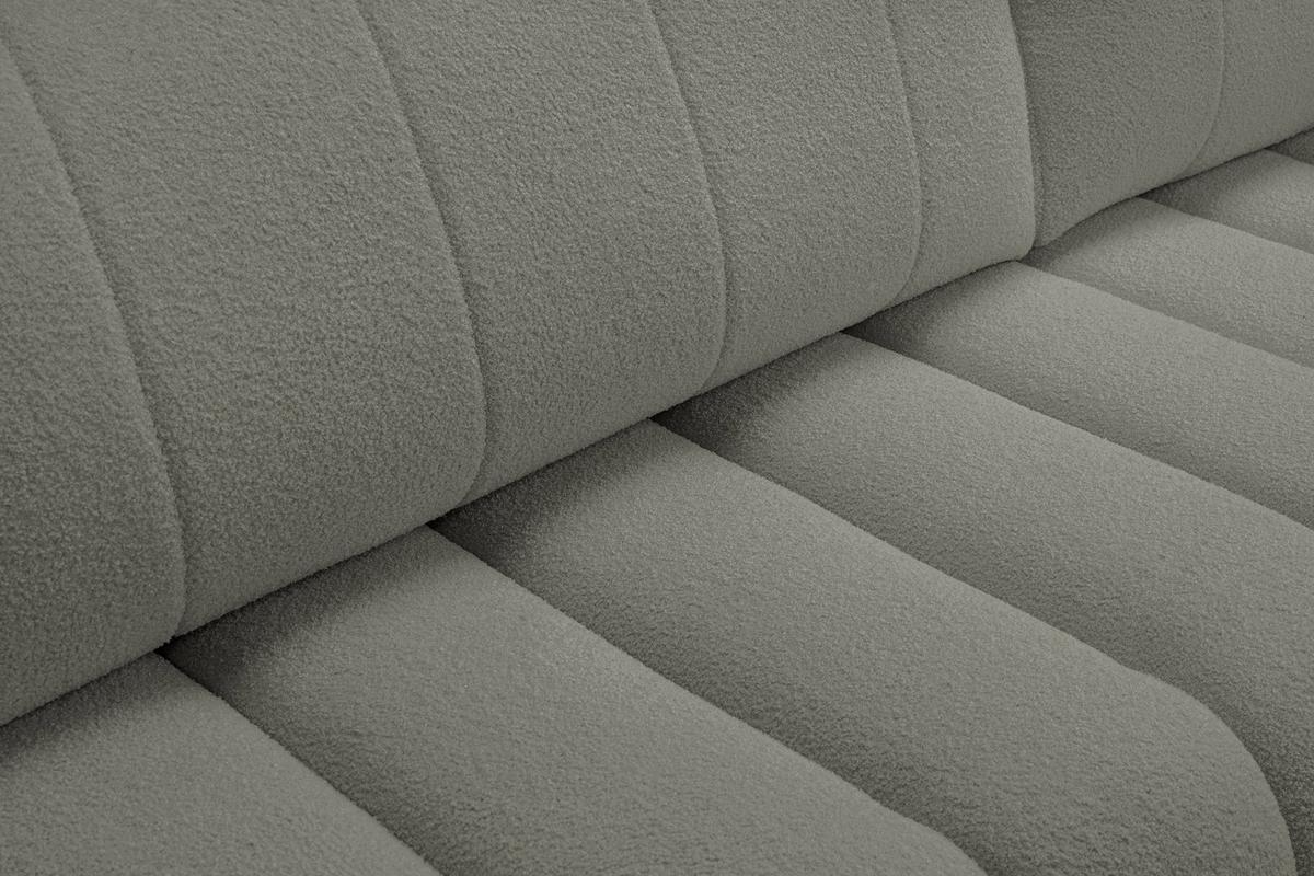 ECKSOFA GIOIA R-S Grau Boucle-Stoff mit Schlaffunktion - Grau, Holz (276/176cm) - MASSENO