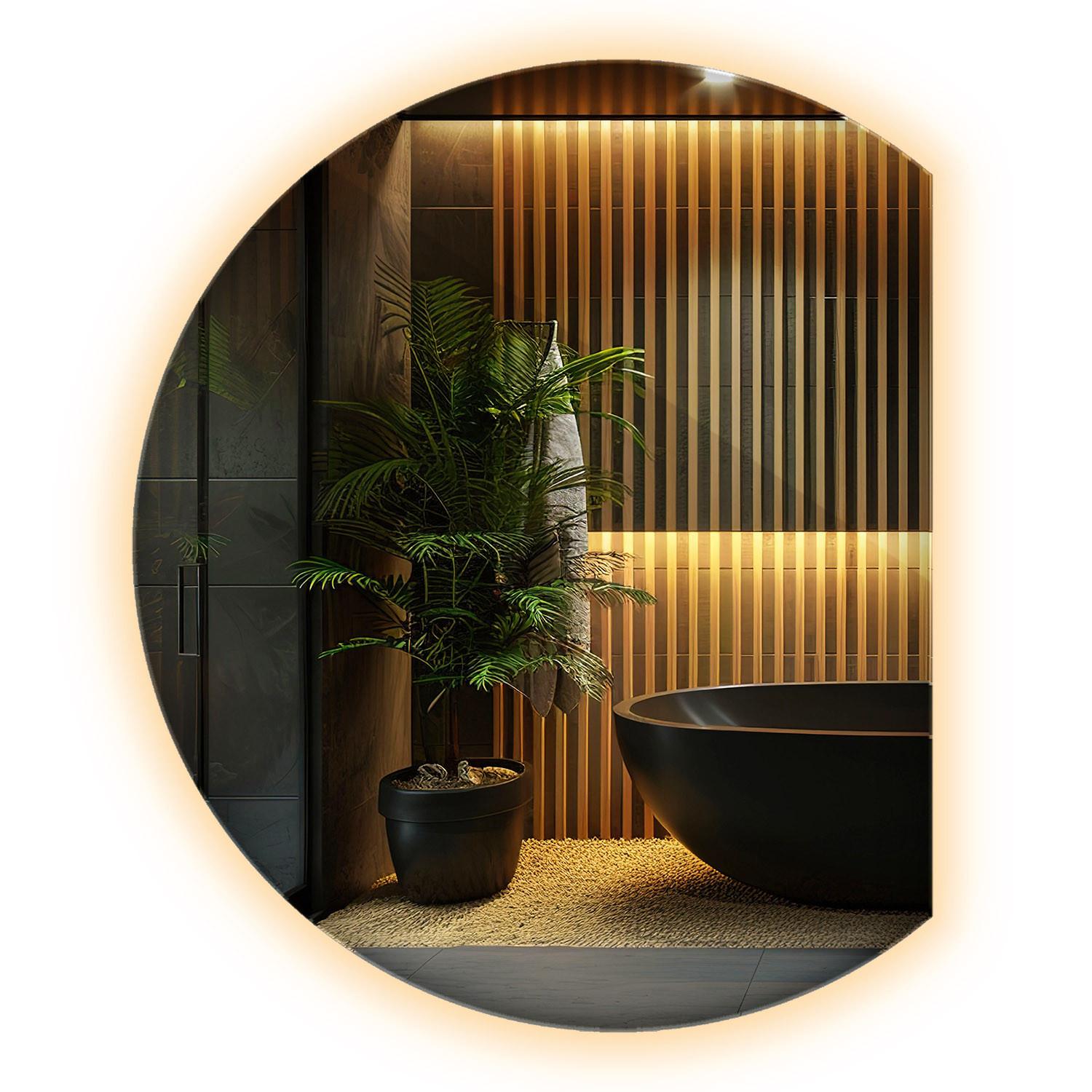LED SPIEGEL 84 cm x 100 cm Asymmetrische Form Warmweiß 3000 K - Transparent, Glas (84/100/0.4cm) - Wallfluent