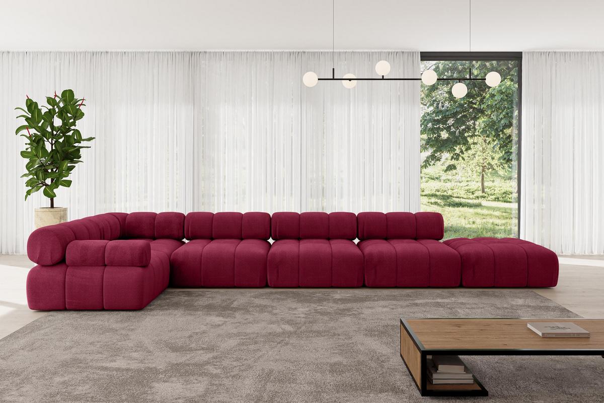 ECKSOFA modulares Sofa Felto-L3 - 475x190x70 cm Bordeauxrot Velours - Bordeaux, Holzwerkstoff/Textil (475/190cm) - ALTDECOR