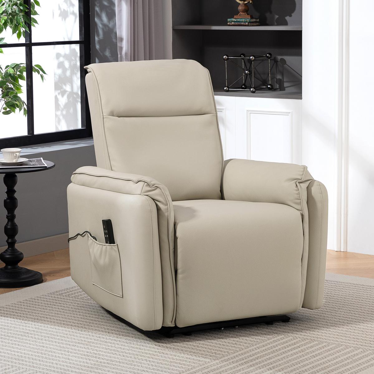 ELEKTRISCHER MASSAGESESSEL mit Fußstütze Beige - Beige, Textil (86/102/92cm) - HOMCOM