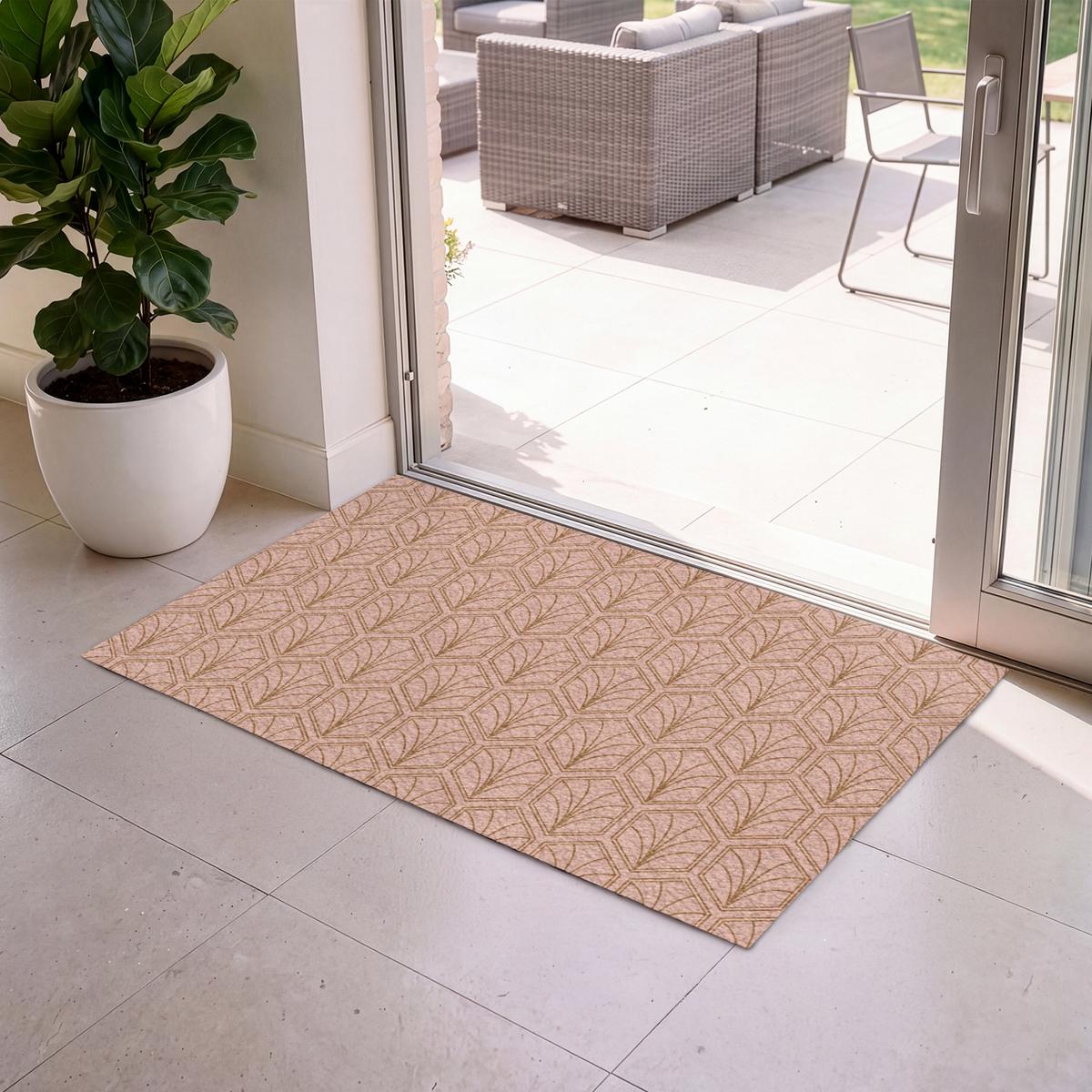FUSSMATTE Lachsrosa - Muster - Geometrisch Schmutzfangmatte 120x80 cm - Altrosa, Kunststoff (120/0.4cm) - MuchoWow