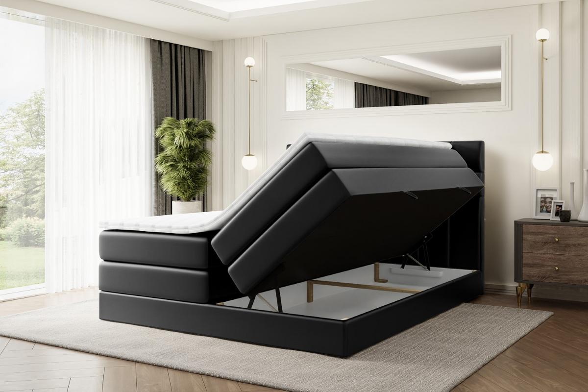BOXSPRINGBETT BERO KING - 140x200 - H3/H4 - Schwarz Hochglanz - Schwarz Hochglanz, Holzwerkstoff (140/200cm) - ALTDECOR