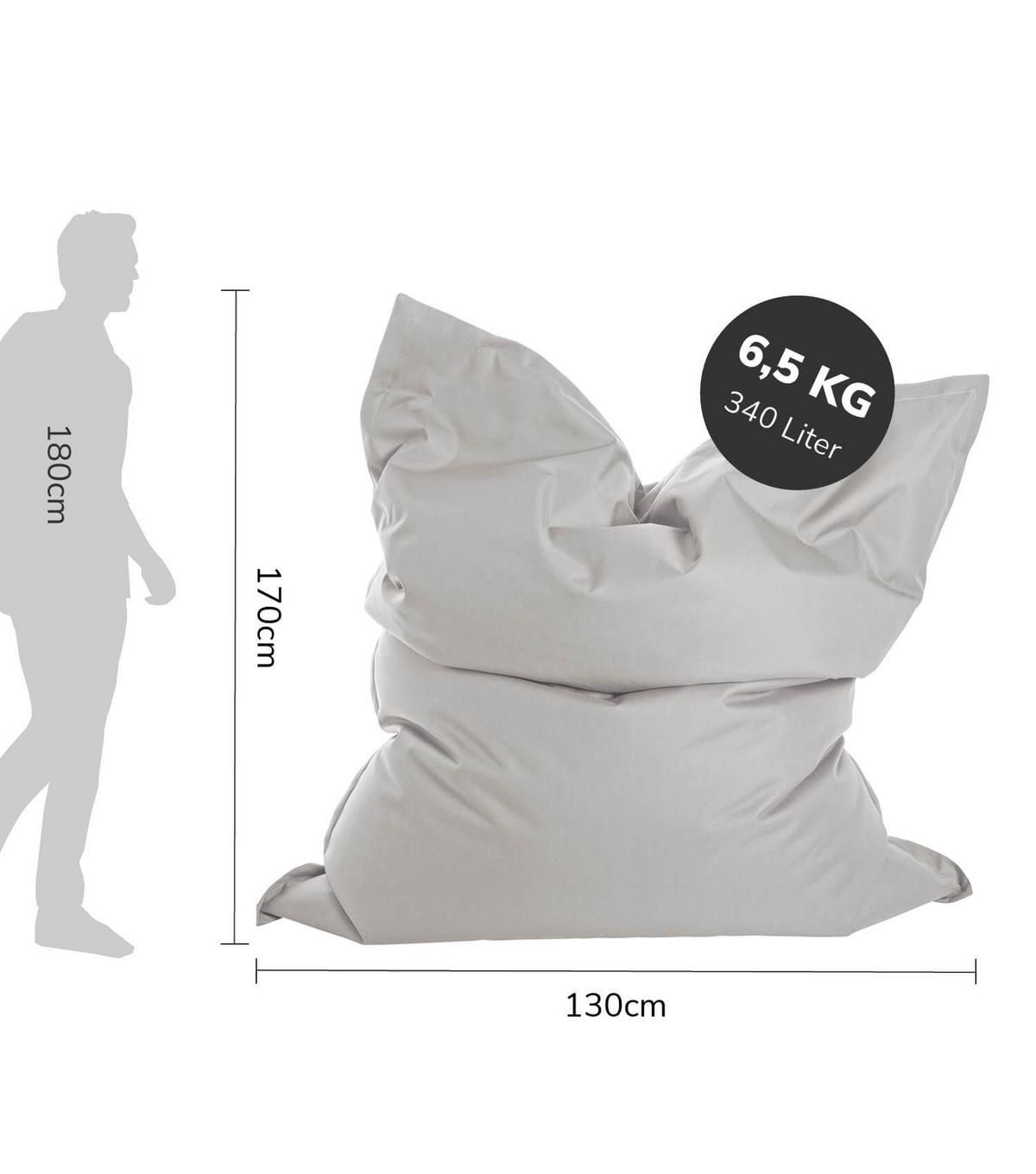 OUTDOOR SITZSACK mit Schutzhülle Der Große - Grau, Textil (130/170/20cm) - Mokebo