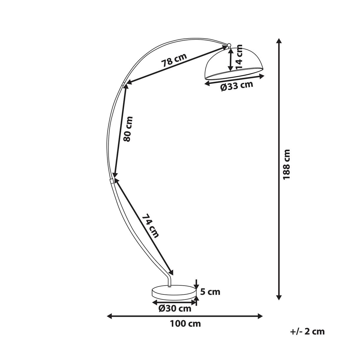 STEHLAMPE Kama 100/33/188 cm - Silberfarben, Metall (100/33/188cm) - Beliani