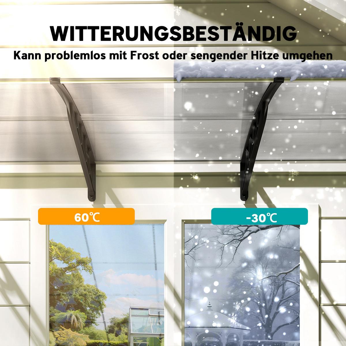 PULTVORDACH, Vordach, Alu, Schwarz - Schwarz, Kunststoff (96/27/303cm) - Outsunny
