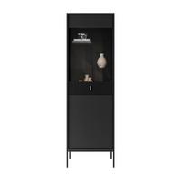 VITRINE MIDNIGHT mit Glastür auf Gestell schwarz - Schwarz, Holzwerkstoff (54/175/39cm) - Lookway