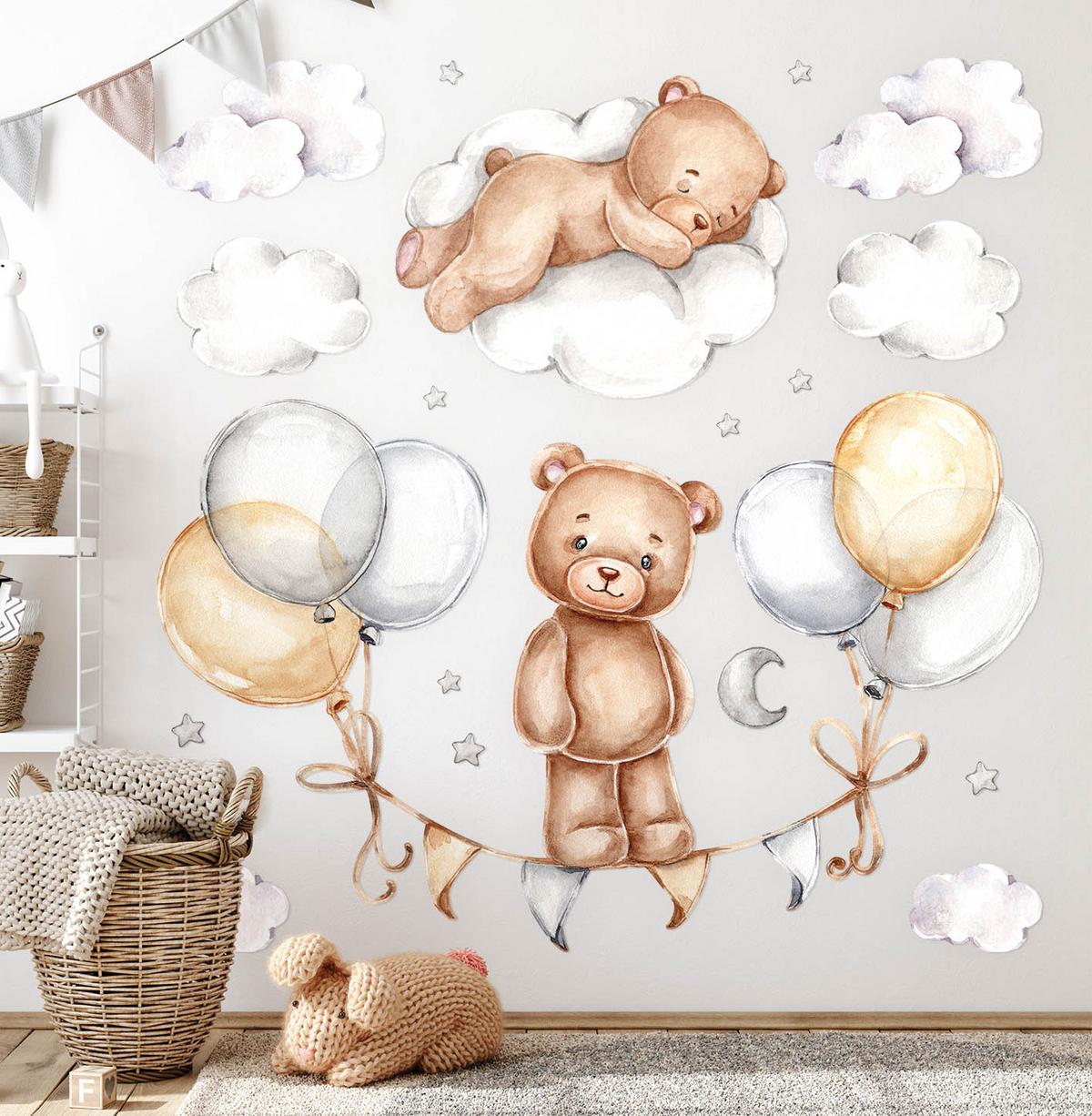 AUFKLEBER 80x106 cm Bären Ballon - Gelb, Kunststoff (80/106/0.1cm) - TULUP