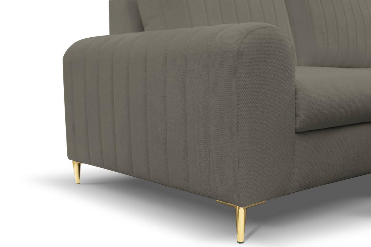 ECKSOFA VERONA R-S Grau Geflochtener Stoff mit Schlaffunktion - Grau, Holz (251/164cm) - MASSENO