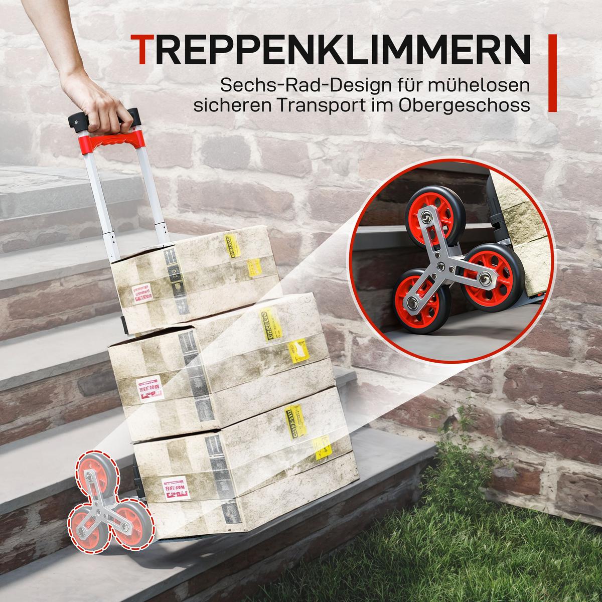 SACKKARRE mit 6 Rädern inkl. Teleskopgriff max. 70 kg - Multicolor, Metall (44/100/46cm) - HOMCOM