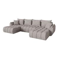 WOHNLANDSCHAFT mit Schlaffunktion und Bettkasten TOKO-U-v1 378x194x86 Hellgrau Velours - Hellgrau/Schwarz, Holzwerkstoff/Kunststoff (378/86/194cm) - ALTDECOR