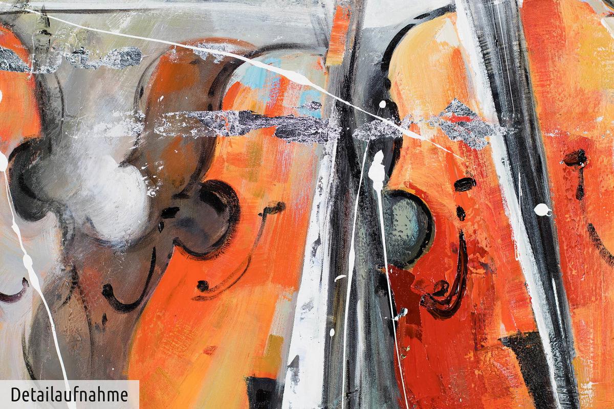 ACRYLBILD HANDGEMALT 120/80 cm - Orange/Grau, Holz/Textil (120/80cm) - KUNSTLOFT