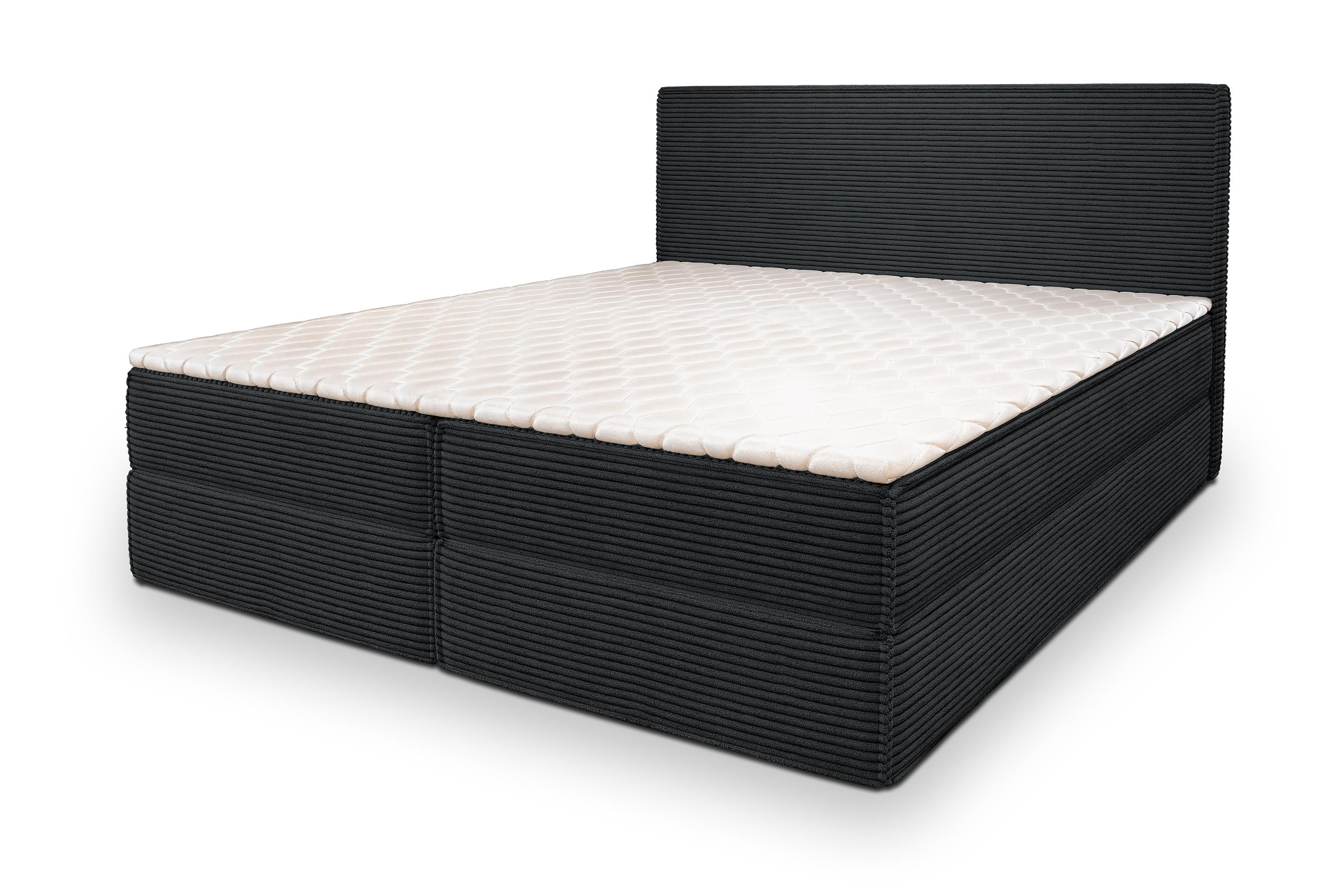 BOXBETT PELLIO 160x200 cm mit Matratze und Topper - Schwarz - Schwarz, Holz (160/200cm) - MASSENO