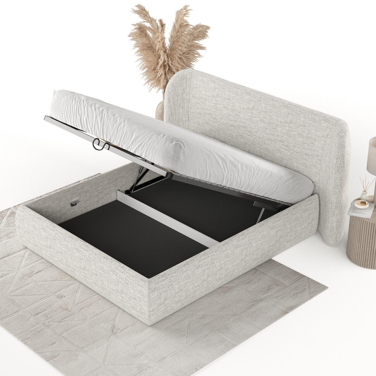 POLSTERBETT Bellano mit Stauraum 140/200 cm Hellgrau im Modesto Stoff - Hellgrau/Schwarz, Holz/Holzwerkstoff (140/200cm) - AltaBeds