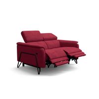 RELAXSOFA RODEN 2-Sitzer mit 2 Relax, rostrot, Veloursstoff - Rot, Holz/Textil (148/82/103cm) - Wozimo