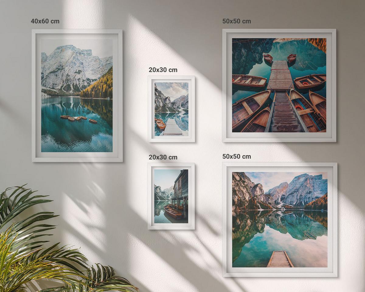 BILDER SET 5er Set - 50x50 cm & 20x30 cm & 40x60 cm Weißer Rahmen - Ansichten von Griechenland, Łódź, Häuser - Weiß, Kunststoff (40/60cm) - TULUP