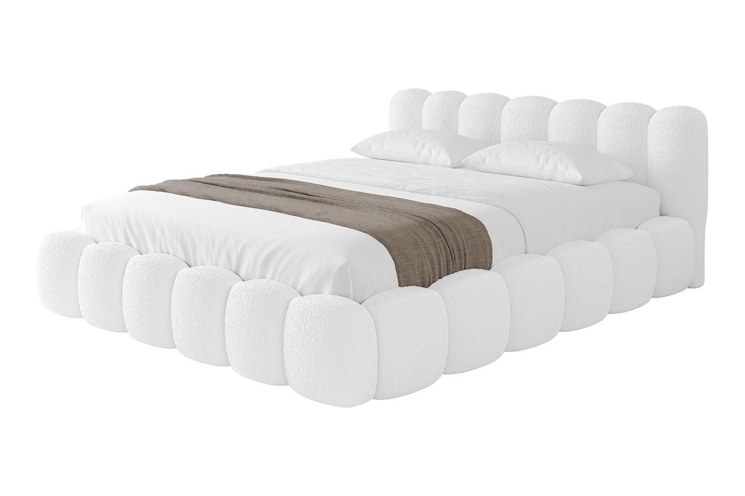 POLSTERBETT mit Bettkasten und Lattenrost, Bett mit Matratze H3/H4 - SENA-v1 180x200 Weiß - Weiß, Holzwerkstoff/Textil (180/200cm) - ALTDECOR