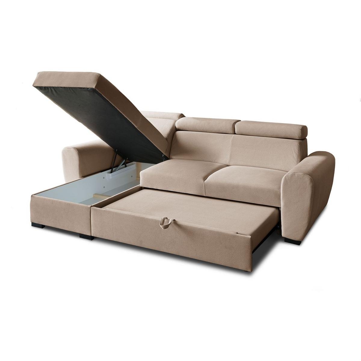 ECKSOFA FALCO mit Schlaffunktion Elli 18 - Beige, Textil (253/174cm) - Lookway