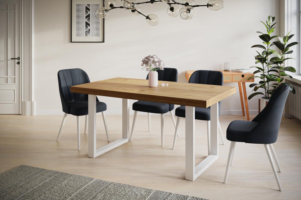 ESSZIMMERTISCH LOFT-U 200X100X77 cm, Farbe: CRAFT, mit Metallbeinen in Farbe Weiß - Braun/Weiß, Holzwerkstoff (200/100/77cm) - Alpi-Möbel