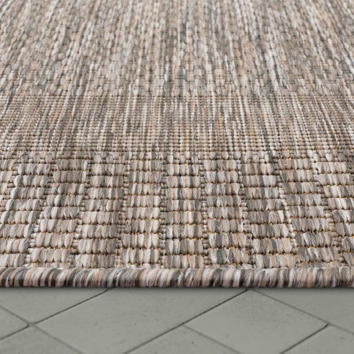 OUTDOORTEPPICH, mit Bordüre, aus Polypropylen, Natur, 80 x 150 cm - Beige, Textil (150/80cm) - KADIMA DESIGN
