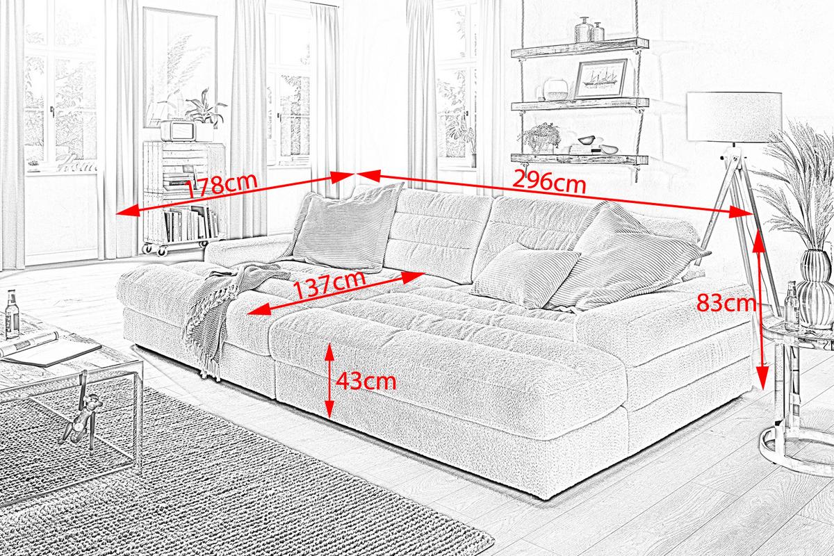 BIG SOFA LANA Schwarz Webstoff - Schwarz, Textil (296/83/178cm) - KAWOLA