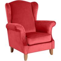 OHRENSESSEL Katria Bezug Samtvelours Buche natur / rot - Rot, Kunststoff (88/108/84cm) - 58aufmkessel