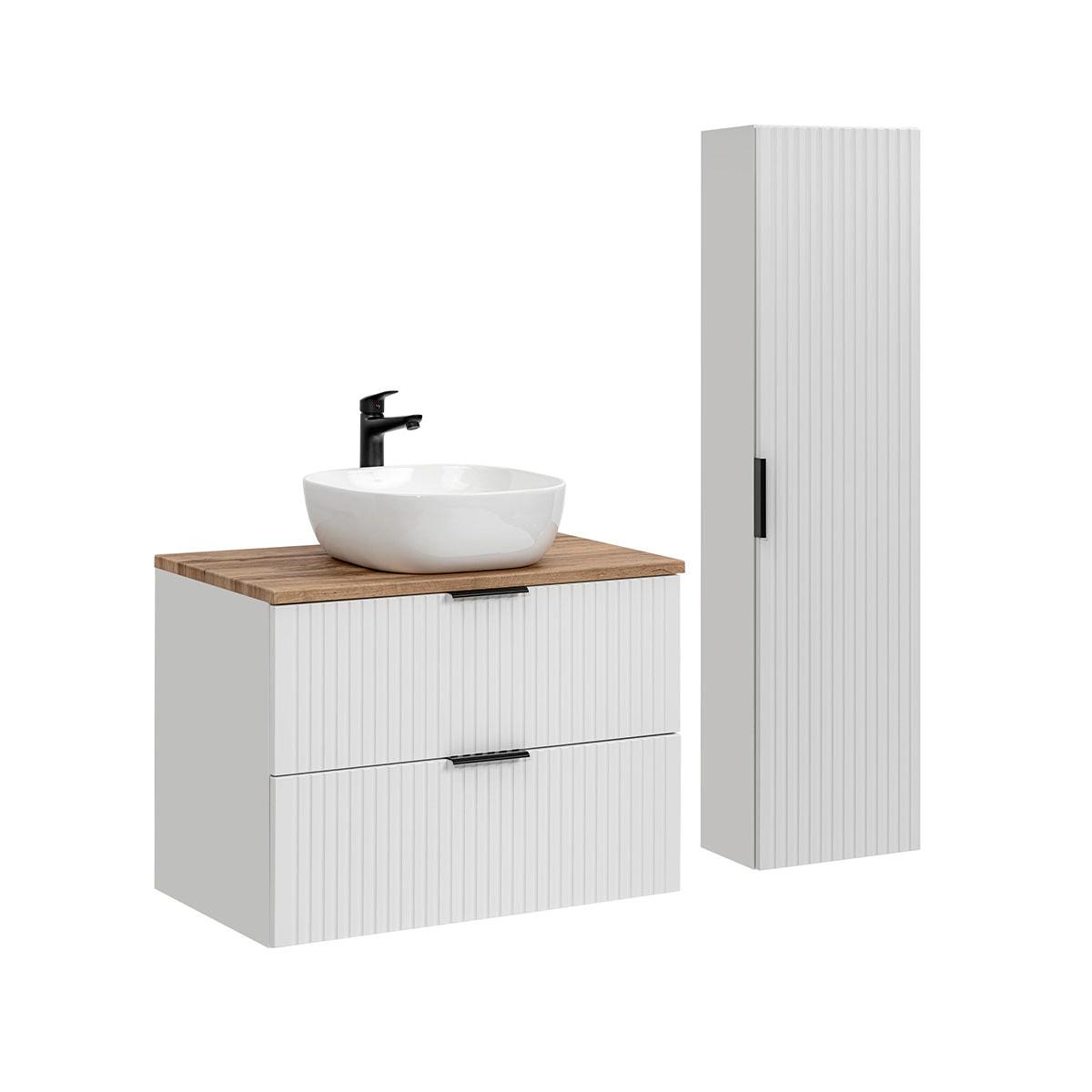 BADMÖBEL 80.6cm Adriel 2er-Set Weiß - Weiß, Holzwerkstoff (80.6/59/46cm) - Petits-meubles