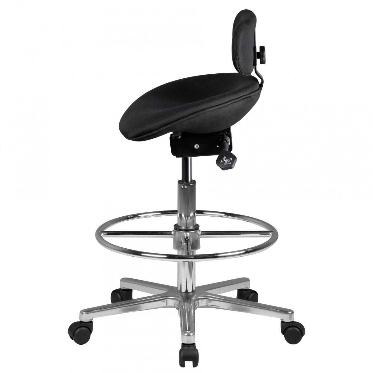 ARBEITSSTUHL Stoffbezug mit höhenverstellbarer Sitzfläche und Rückenlehne, Aluminium-Fußkreuz MODENA - Silberfarben/Schwarz, Textil/Metall (60/114/60cm) - KADIMA DESIGN