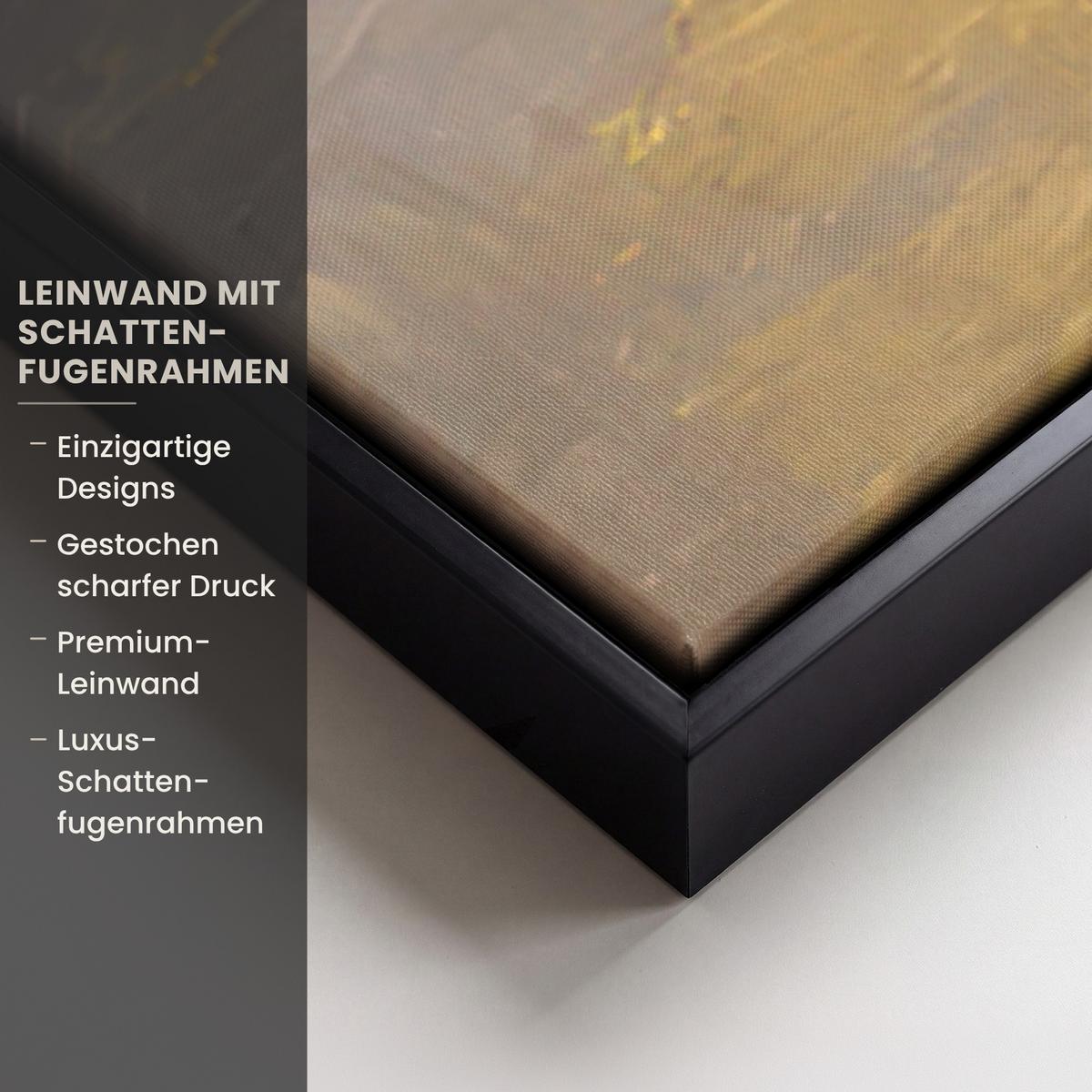 LEINWAND Bilder mit Rahmen - Gemälde - Welle - Jesus - Abstrakt - 80x120 - Goldfarben, Textil (80/120cm) - MuchoWow