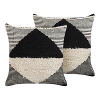 DEKOKISSEN 2er-Set Beige 50/50 cm Khora - Beige, Naturmaterialien/Textil (50/50cm) - Beliani