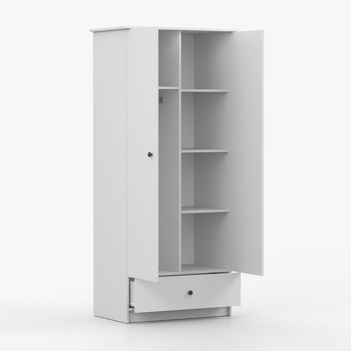 DREHTÜRENSCHRANK 85,5/193/53 cm 2-türig Olaf I Weiß + anthrazit Griffe - Anthrazit/Weiß, Holzwerkstoff/Metall (85.5/193/53cm) - imoebel24