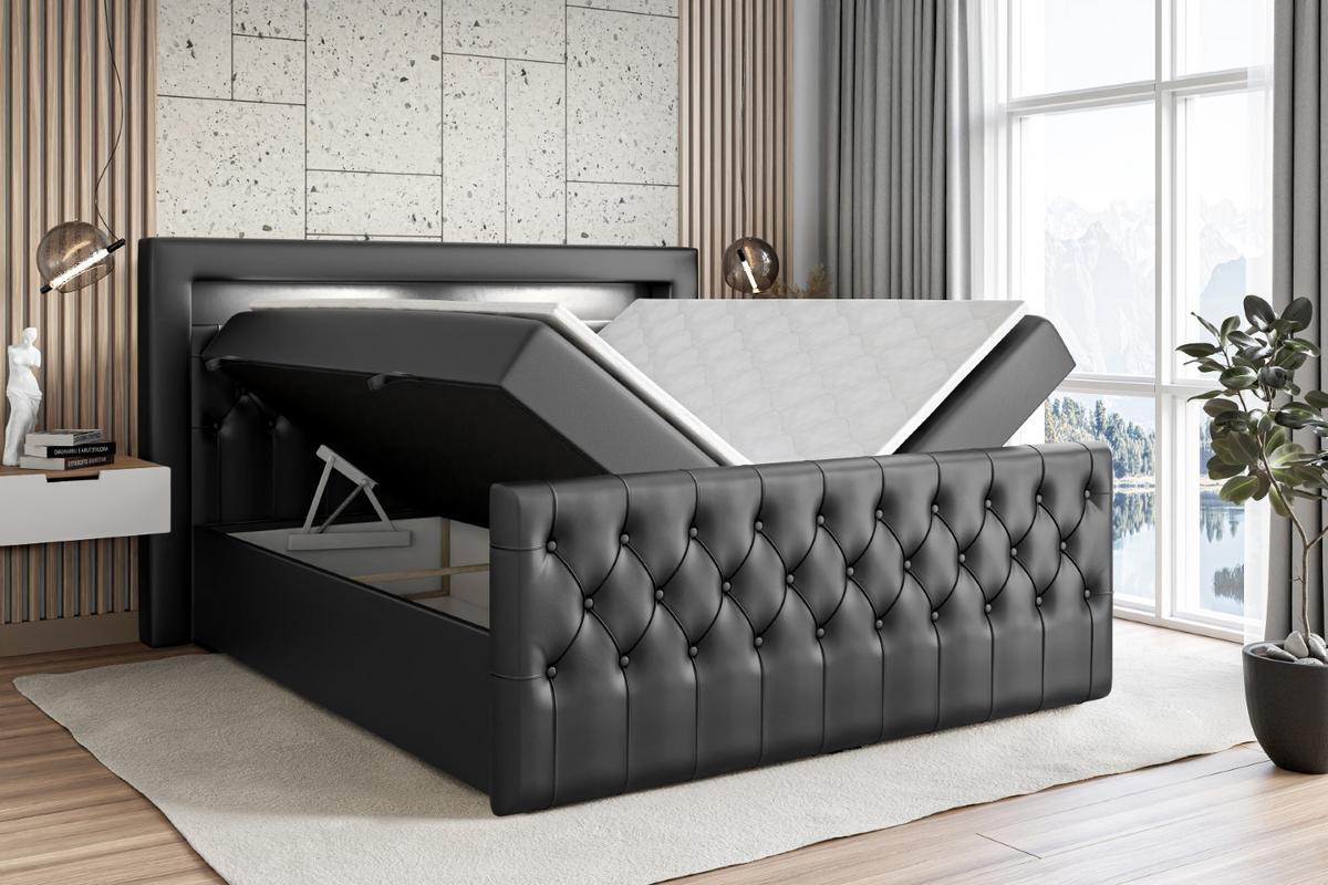 BOXBETT AURORA - 120x200 - H3 - Schwarz Hochglanz - Schwarz Hochglanz, Holzwerkstoff (120/200cm) - ALTDECOR