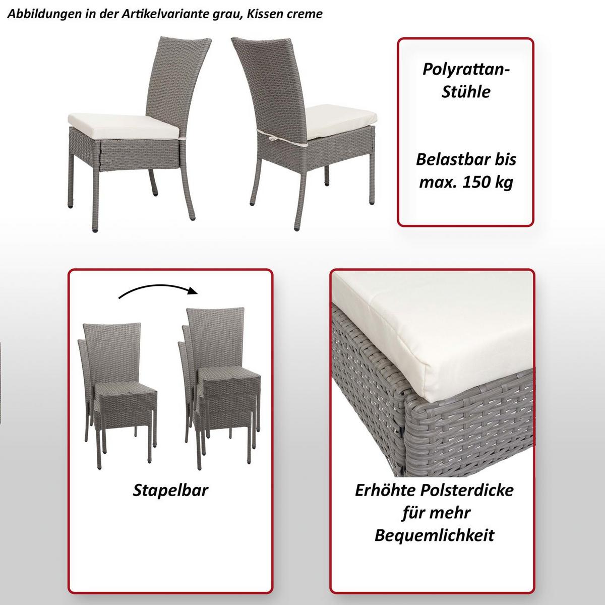 STUHL Grau, Cremeweiß 2er-Set - Weiß/Grau, Kunststoff (52/90/58cm) - MCW