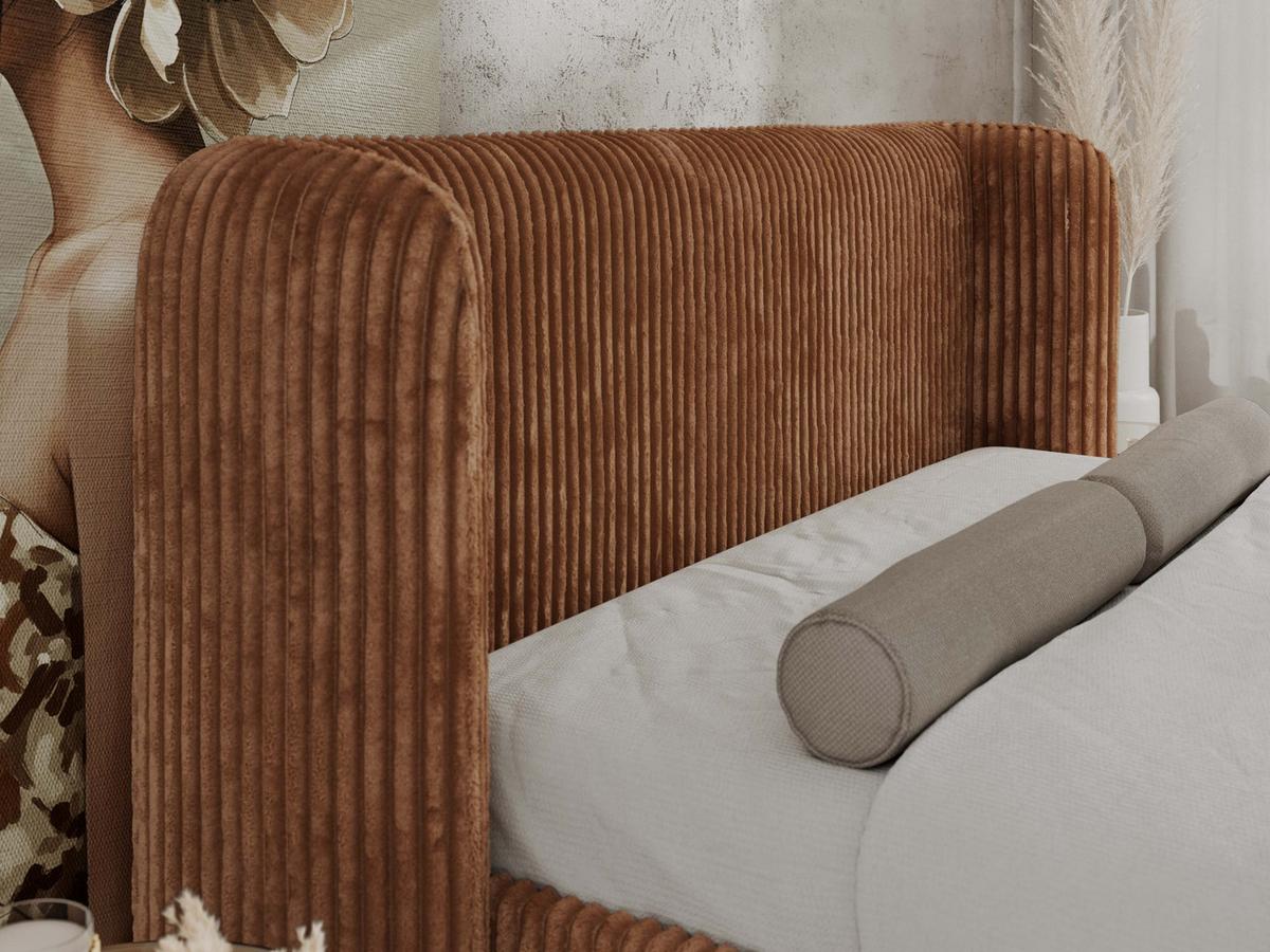 POLSTERBETT EMORA CLASSIC DUO 180/200 - Orange Cord - Multipocket-Matratze - Orange, Textil (180/200cm) - MKS