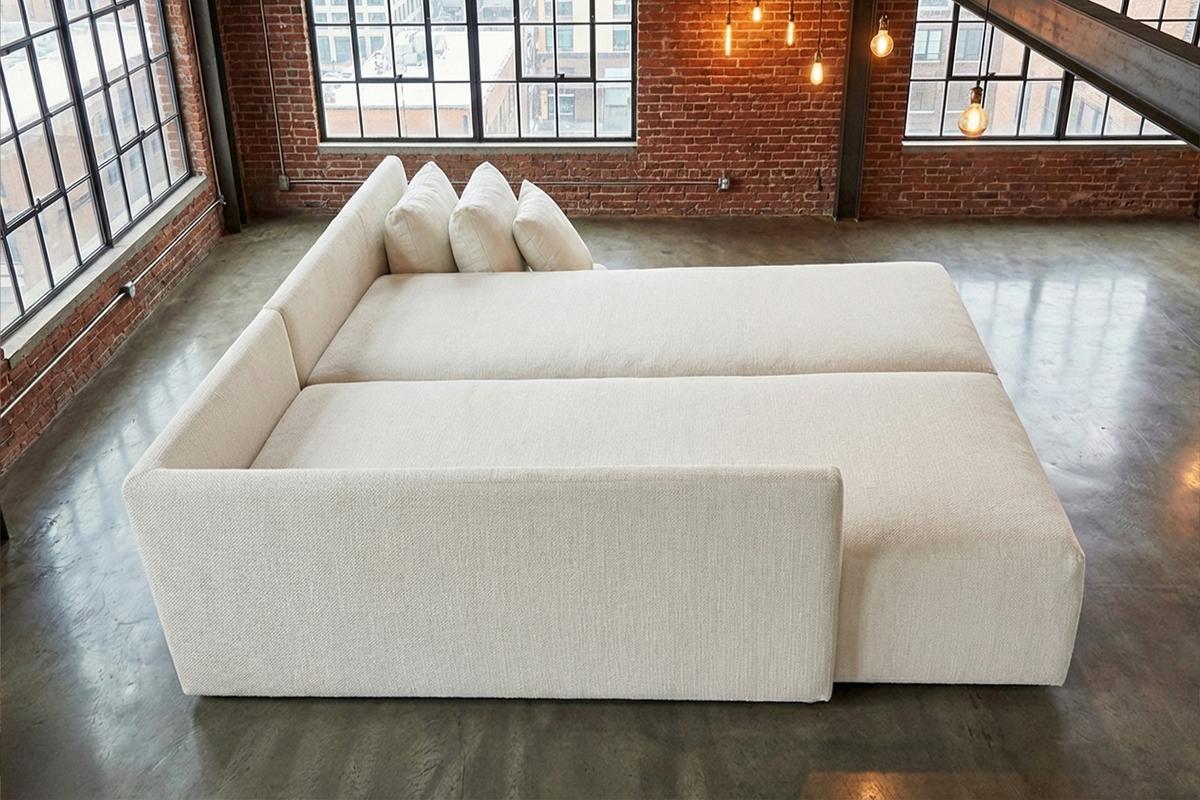 SCHLAFSOFA SADIRA Cremeweiß Flachgewebe - Creme/Schwarz, Kunststoff/Textil (288/89/209cm) - KAWOLA