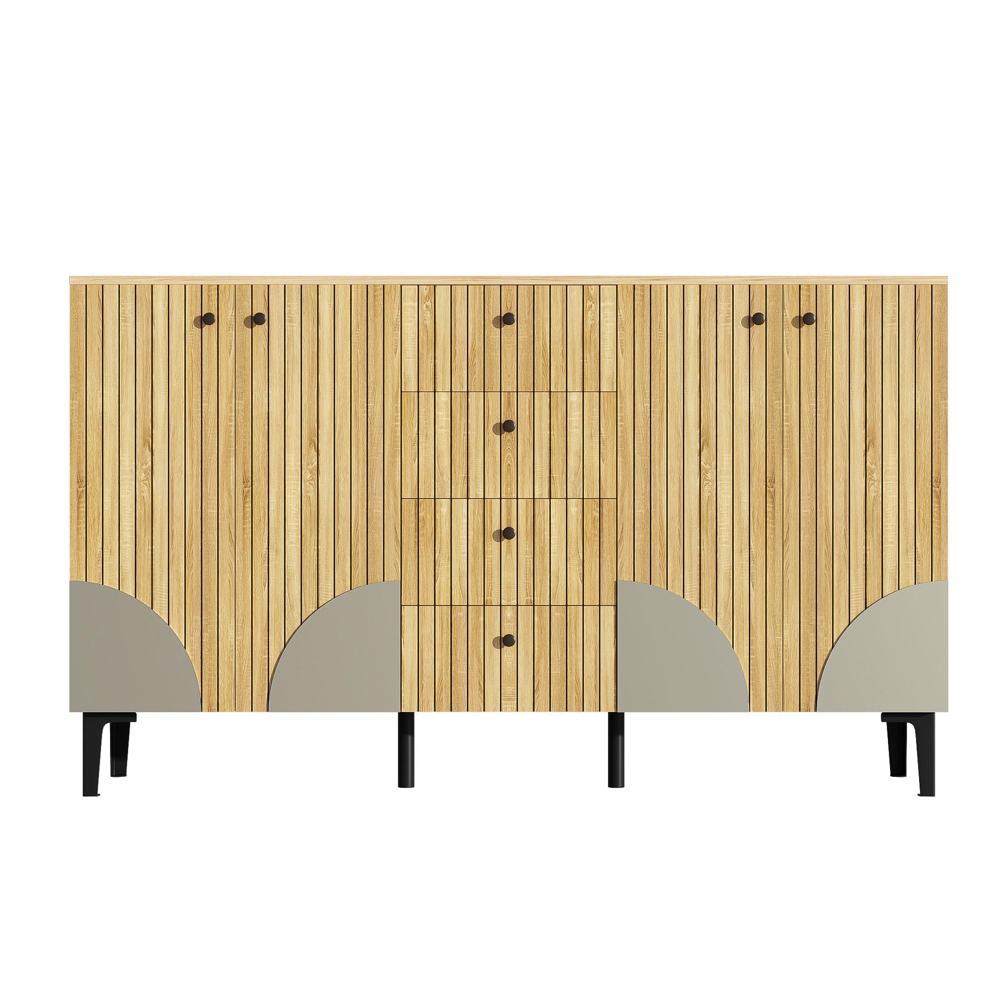SIDEBOARD holz-optik mit 4 türen & 4 schubladen - Naturfarben, Holzwerkstoff (160/94/36cm) - Urban Meuble