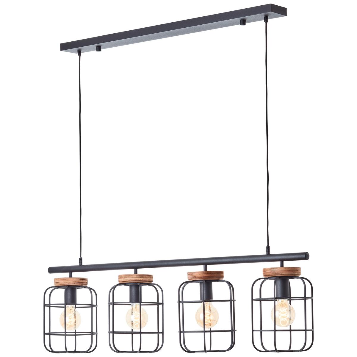 PENDELLEUCHTE Gwen 99798/66 - Schwarz, Holz (115/20/157.5cm) - Brilliant
