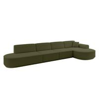 ECKSOFA Ottomane Rechts MARI-L3-v3 - 413x171x83 cm Grün Bouclé - Schwarz/Grün, Holzwerkstoff/Kunststoff (171/413cm) - ALTDECOR
