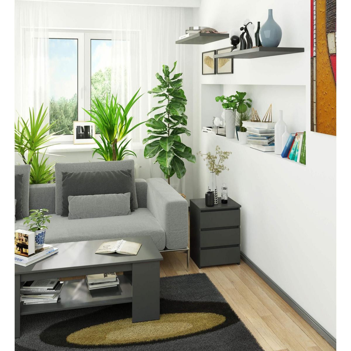 KOMMODE Graphit Grau 57/40/35 - Graphitfarben, Holzwerkstoff (40/57/35cm) - RAUMHIRSCH FURNITURE