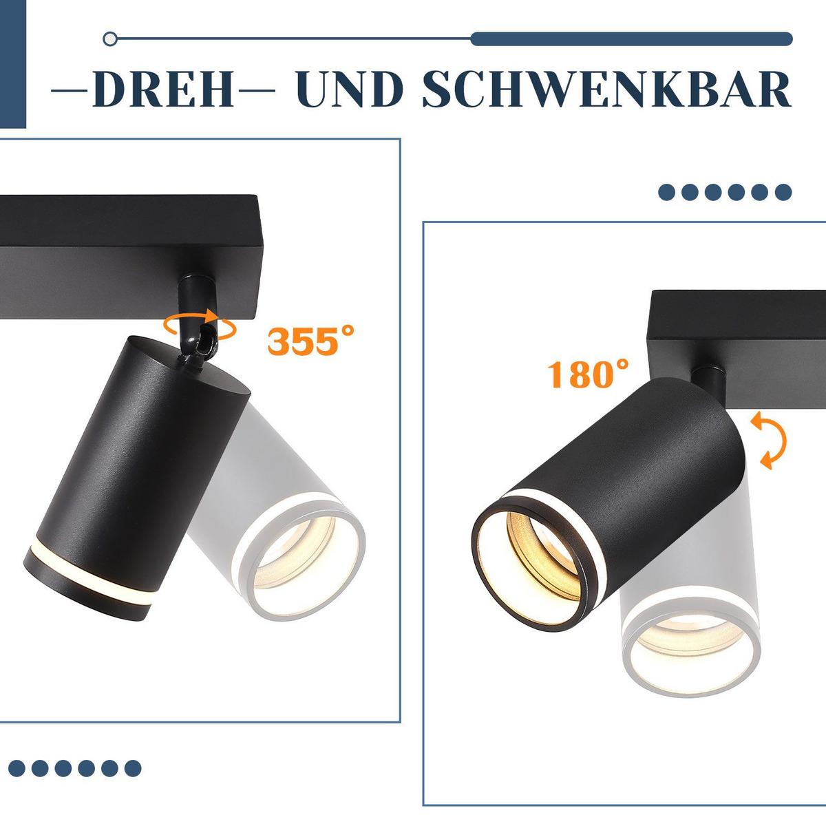 DECKENSTRAHLER Vilbel 6-flammig 83/5/17 cm - Schwarz, Metall (83/5/17cm) - Nettlife