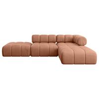ECKSOFA modulares Sofa Kerru-L1 - 285x190x70 cm Apricot Velours - Koralle, Holzwerkstoff/Textil (285/190cm) - ALTDECOR
