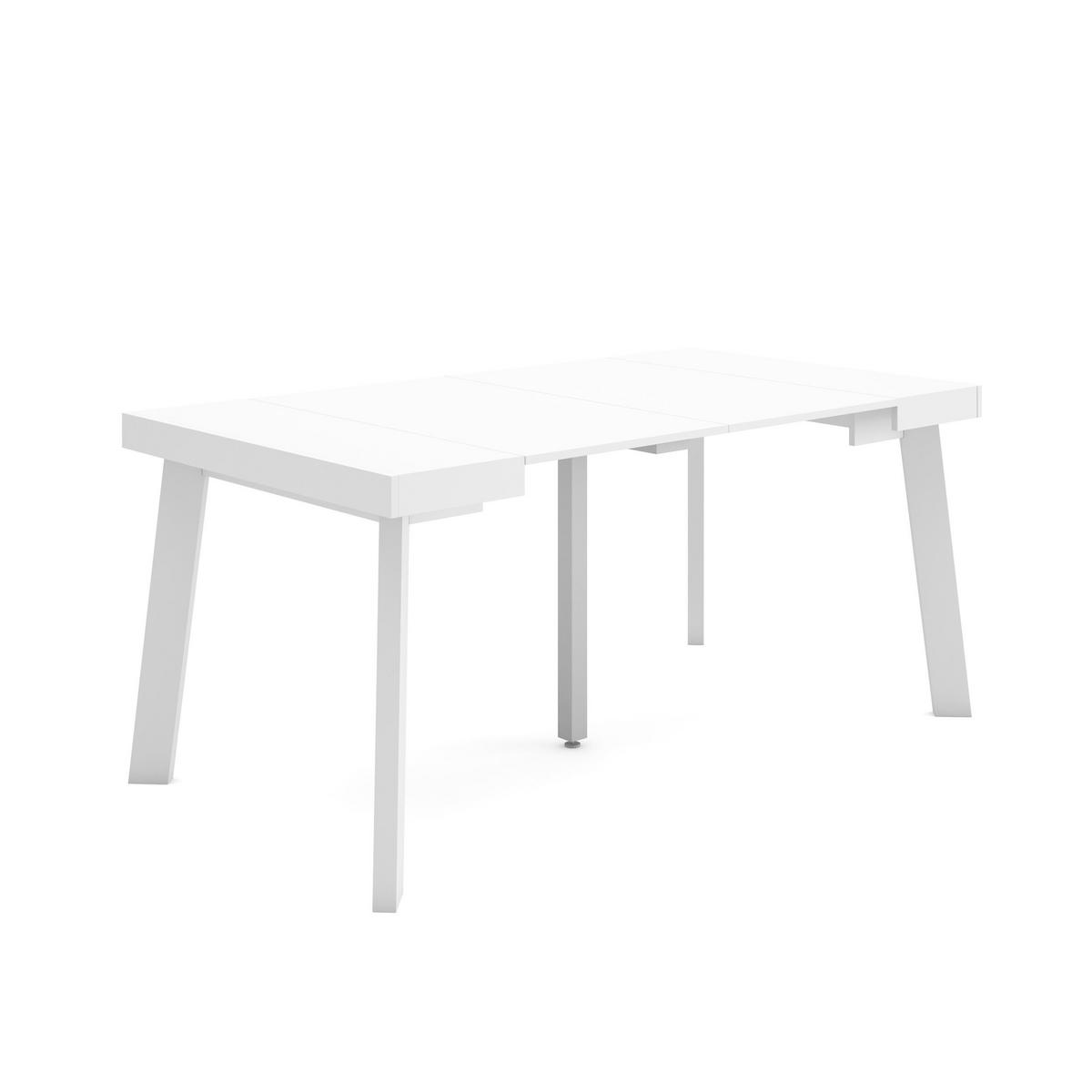KONSOLENTISCH ausziehbar 58 bis 160cm, für 8 Gäste, weiß, 90/58/73cm - Weiß, Holzwerkstoff (90/160/73cm) - Skraut Home