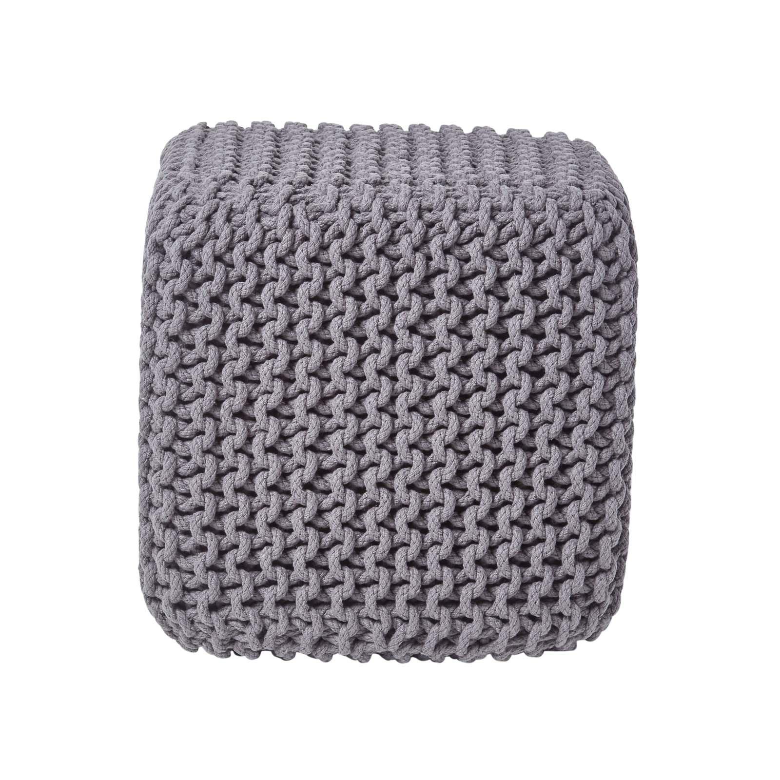 STRICK-POUF grau, Sitzwürfel 35/35/35 cm - Grau, Textil (35/35/35cm) - Homescapes
