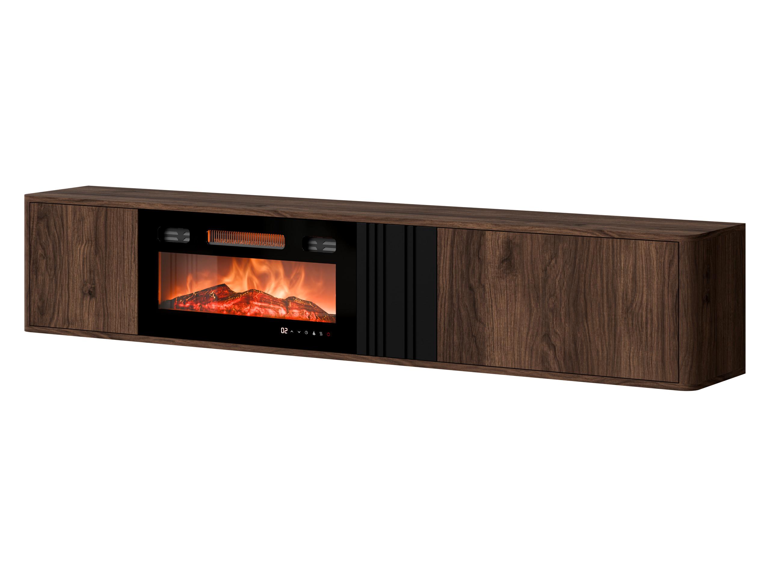 TV-LOWBOARD Philippe 190 mit Kamin - Nussbaumfarben/Schwarz, Holzwerkstoff (190/36/31cm) - MIRJAN24