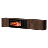 TV-LOWBOARD Philippe 190 mit Kamin - Nussbaumfarben/Schwarz, Holzwerkstoff (190/36/31cm) - MIRJAN24