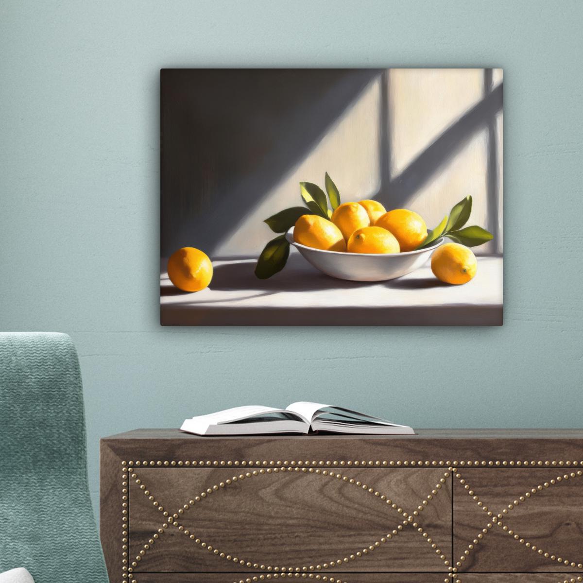 LEINWANDBILD Zitronen - Stilleben - Gelb Wandbild 40x30 cm - Gelb, Textil (40/30cm) - MuchoWow