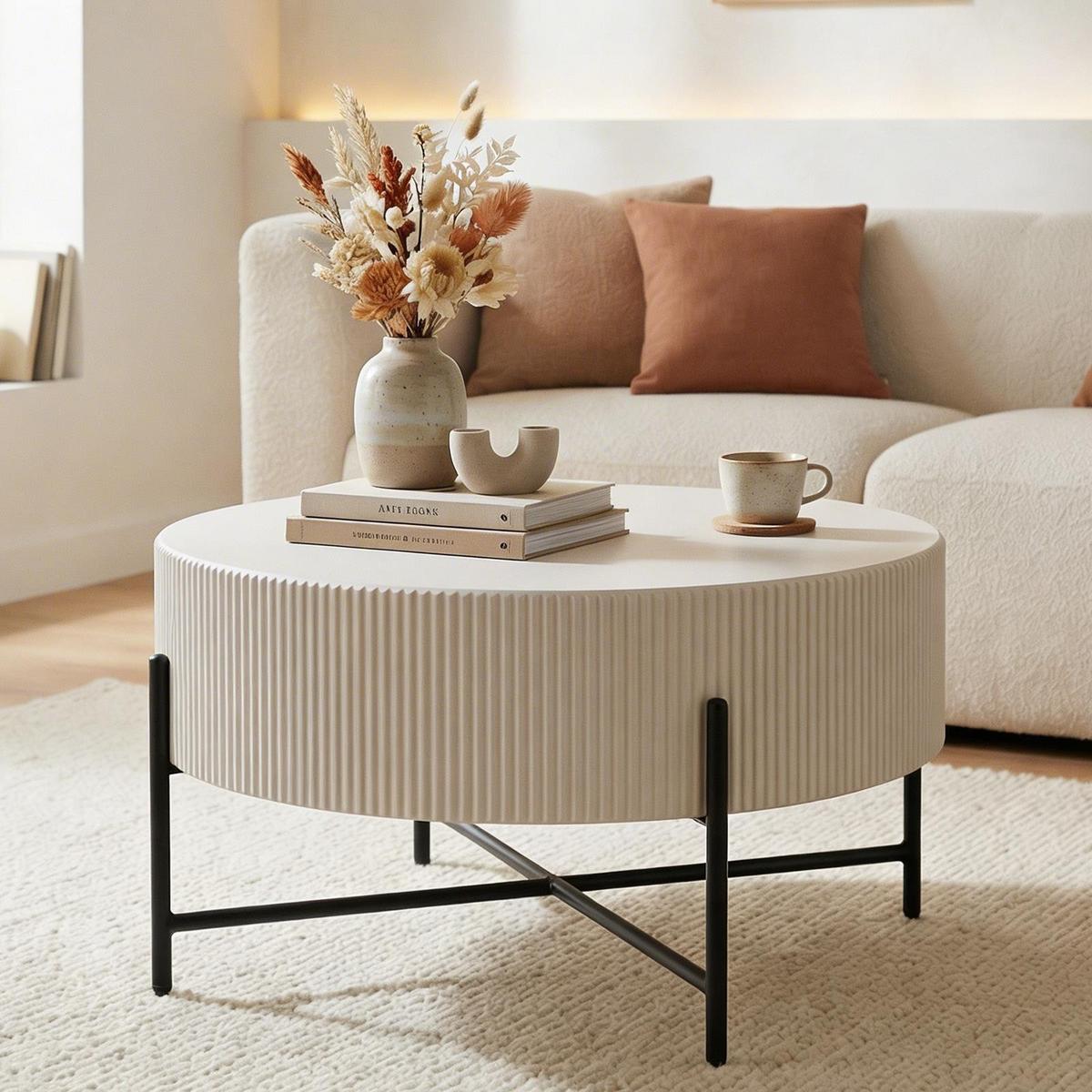 COUCHTISCH LOHA beige - Beige, Metall (80/80/40cm) - IDIMEX
