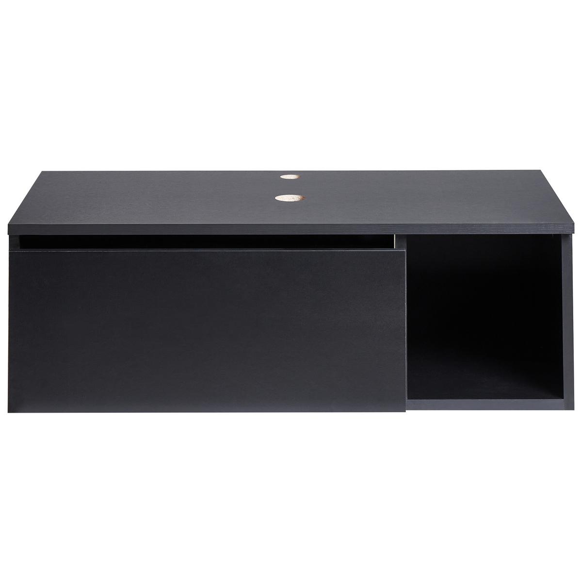 WASCHBECKENUNTERSCHRANK wandmontiertk 80 cm Schwarz Rupanco - Schwarz, Holzwerkstoff (80/27/40cm) - Beliani