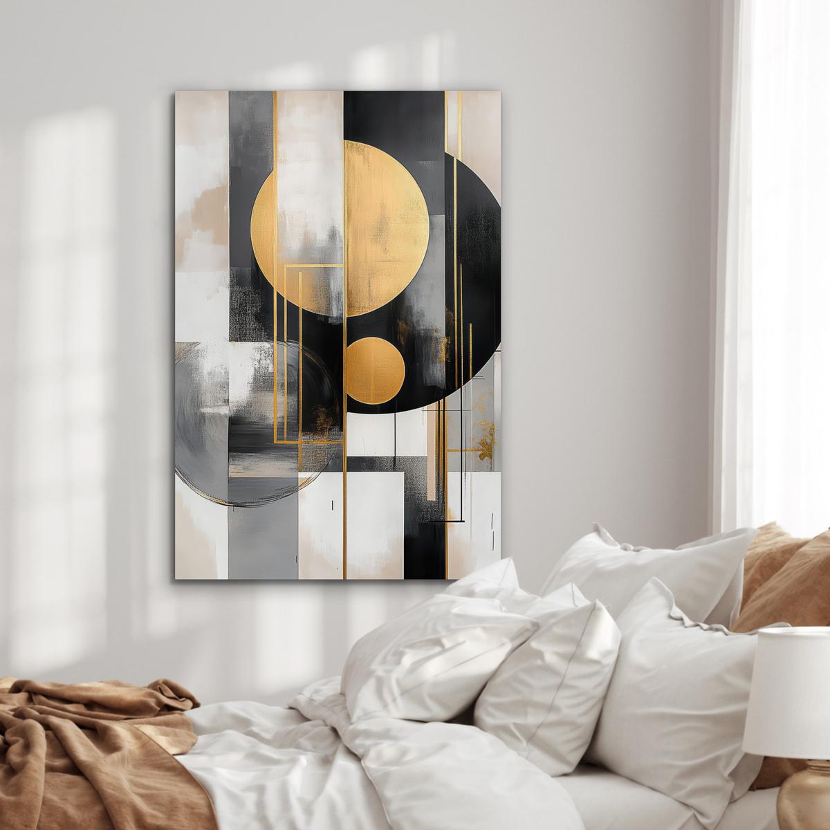 METALLBILD Abstrakt - Gold - Silber - Formen - Ästhetisch - Modern 80x120 cm - Goldfarben, Metall (80/120cm) - MuchoWow