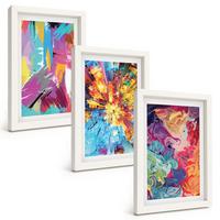 BILDER SET 3er Set - 20x30 cm Weißer Rahmen - Bunte abstrakte Farbmuster - Weiß, Kunststoff (20/30cm) - TULUP