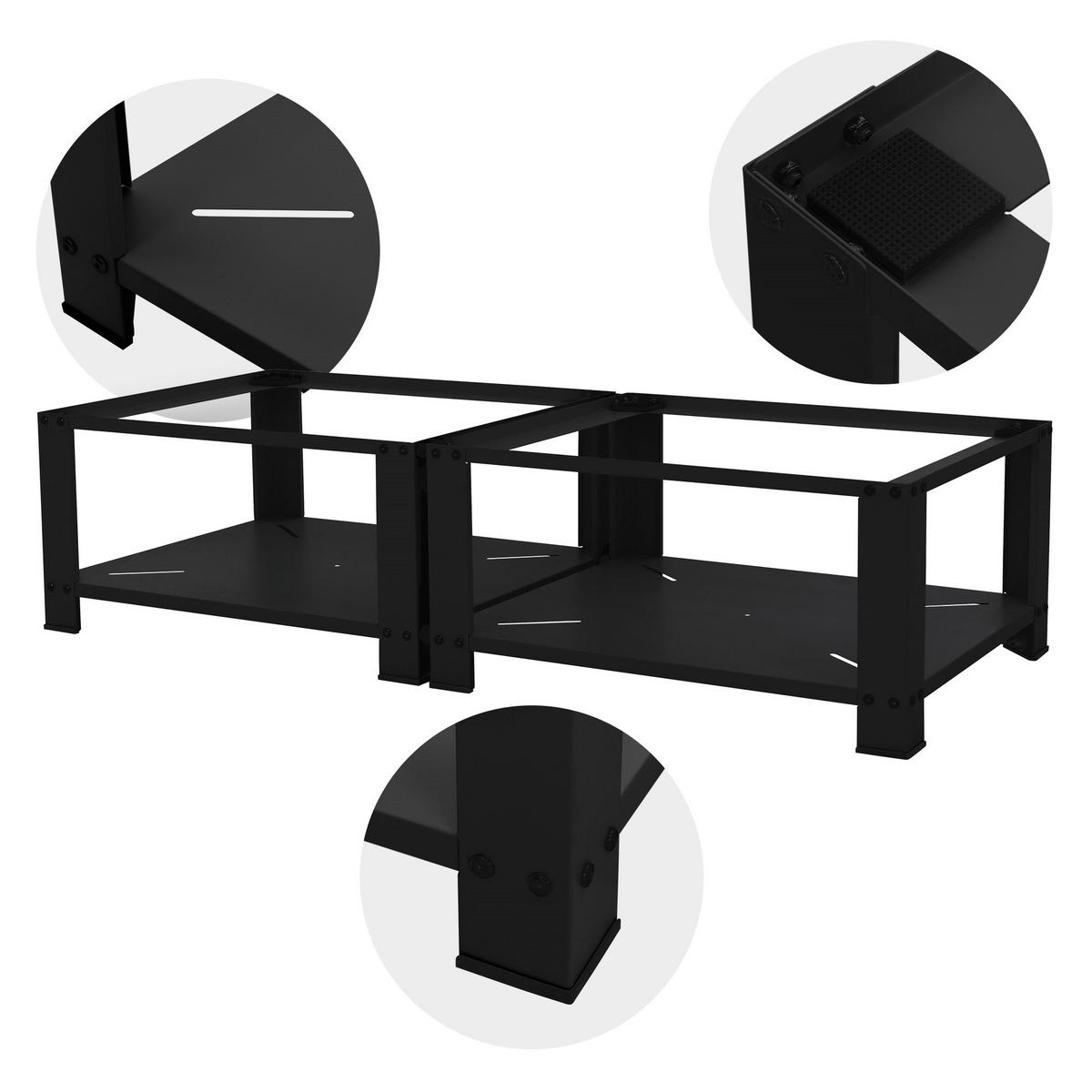 DOPPEL WASCHMASCHINEN UNTERGESTELL 2 Ablagen Schwarz 128x54 cm aus Stahl - Schwarz, Metall (128/32/54cm) - ML-DESIGN